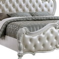 thumbnail image 4 of Venta Queen Size Bed, Pearl White Button Tufted Faux Leather Upholstery, 4 of 6