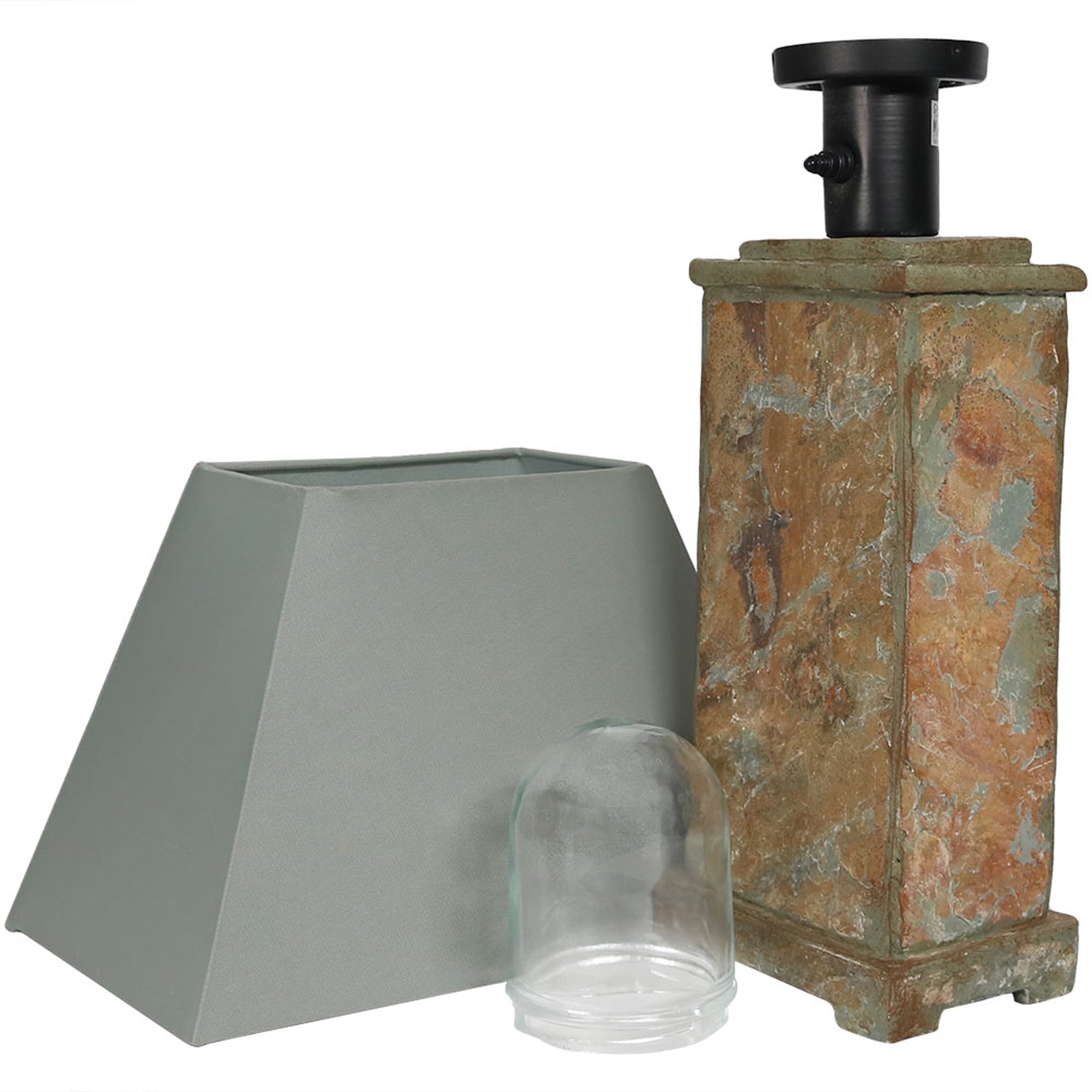 Sunnydaze 24" Natural Slate Outdoor Table Lamp with Gray Shade