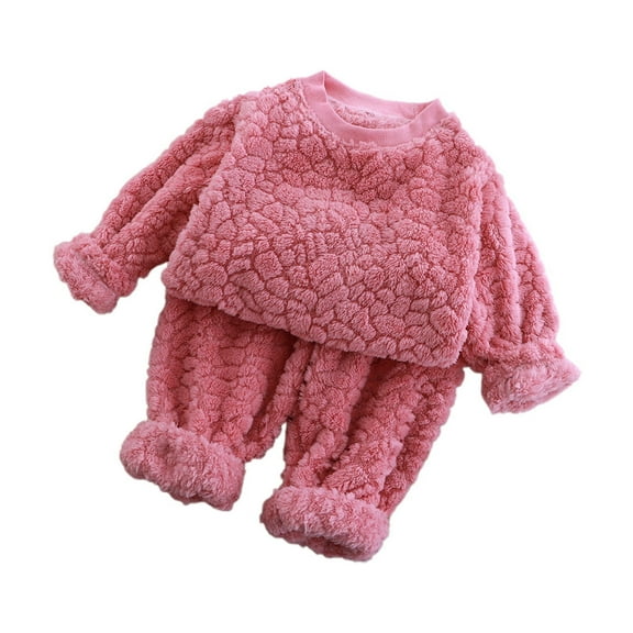 Toddler Pajamas Set Kids Crewneck Pajama Top Kids Winter Pants Children's Pajamas Two Piece Set Children's Warm Sleeping Clothing for Little Girls Boys 13-14 Years