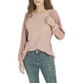 thumbnail image 4 of LEBONYARD Women's Round Neck Pullover Casual Long Sleeve Solid Color Loose Fit 2025 Fall Winter Blouse Top, 4 of 7
