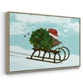 thumbnail image 3 of Christmas Holly Hedgehog Sledding - Framed Gallery Wrapped Holiday Canvas - 25 x 37 - Natural Wood Frame, 3 of 8