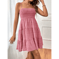 thumbnail image 2 of Women's Summer Dresses Boho Sleeveless Dress Halter Solid Colour Pleated Casual Fit Elegant Vacation Sundress (Pink,X-Large), 2 of 2