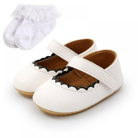 

Girl s Classic Mary Jane School Uniform Shoes Flat Dress Shoes + Socks 0-18Months