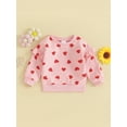 thumbnail image 2 of Toddler Girls Sweatshirts Valentine's Day Heart Print Crew Neck Long Sleeve Pullovers, 2 of 8