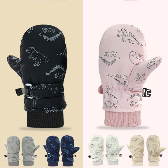 Kids Waterproof Winter Snow Gloves Mittens for Toddlers Zippered Ski Mittens for Boys and Girls Beige 4 Y-8 Y