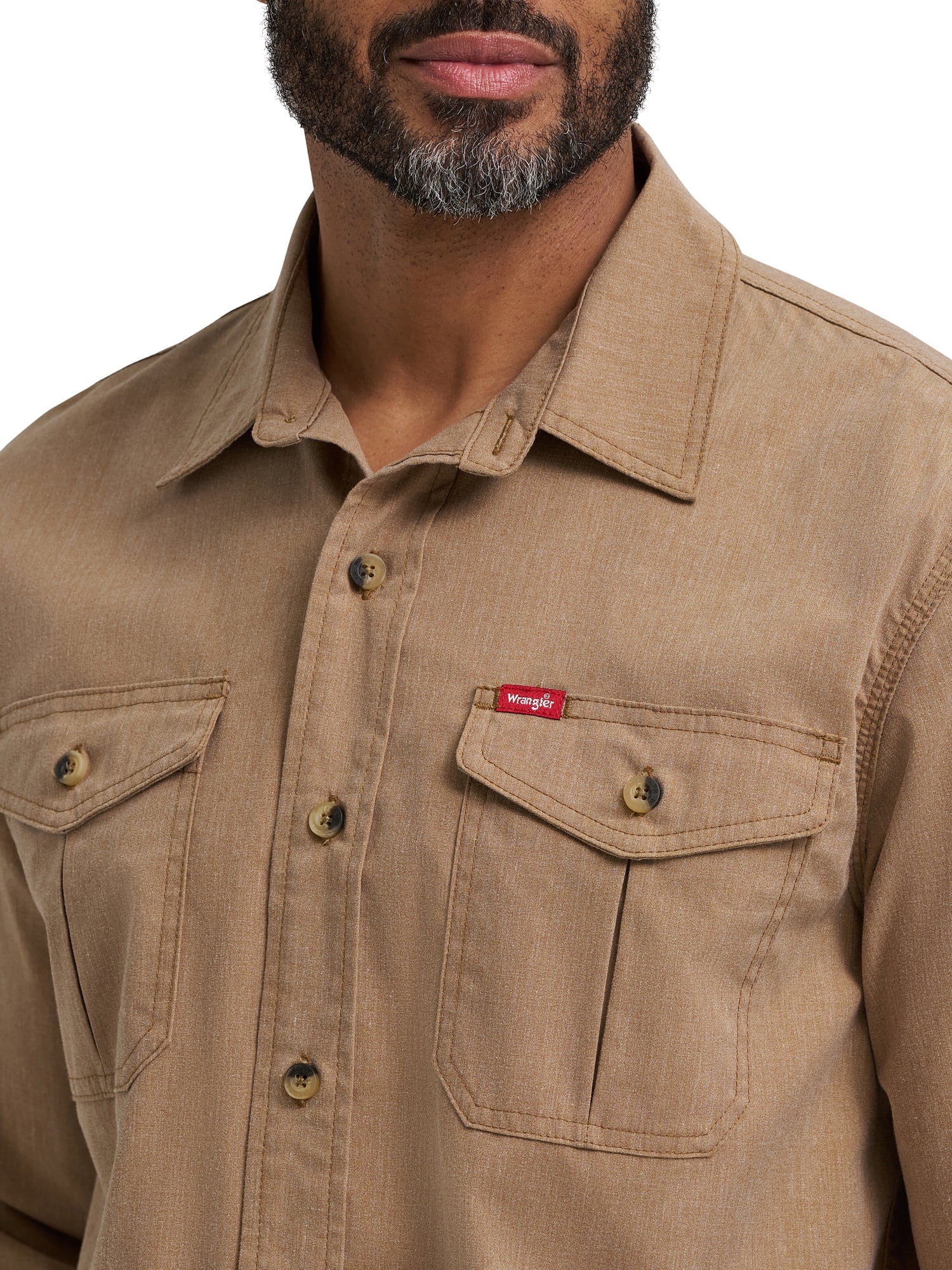 Wrangler® Men's and Big Men's Relaxed Fit Long Sleeve Woven Shirt, S-5XL