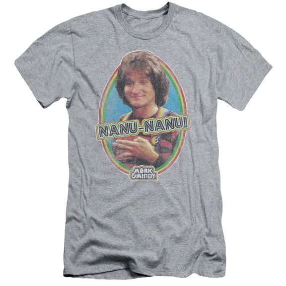 Mork & Mindy Nanu Nanu Adult 30/1 T-Shirt Athletic Heather