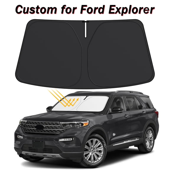 Windshield Sun Shade for Ford Explorer 2020-2023 2024 2025 Windshield Sun Shade Cover 4 Layer Foldable Front Window Shade Fit for Ford Explore SUV, ST XLT, Sun Visor Shade Blocks UV Rays