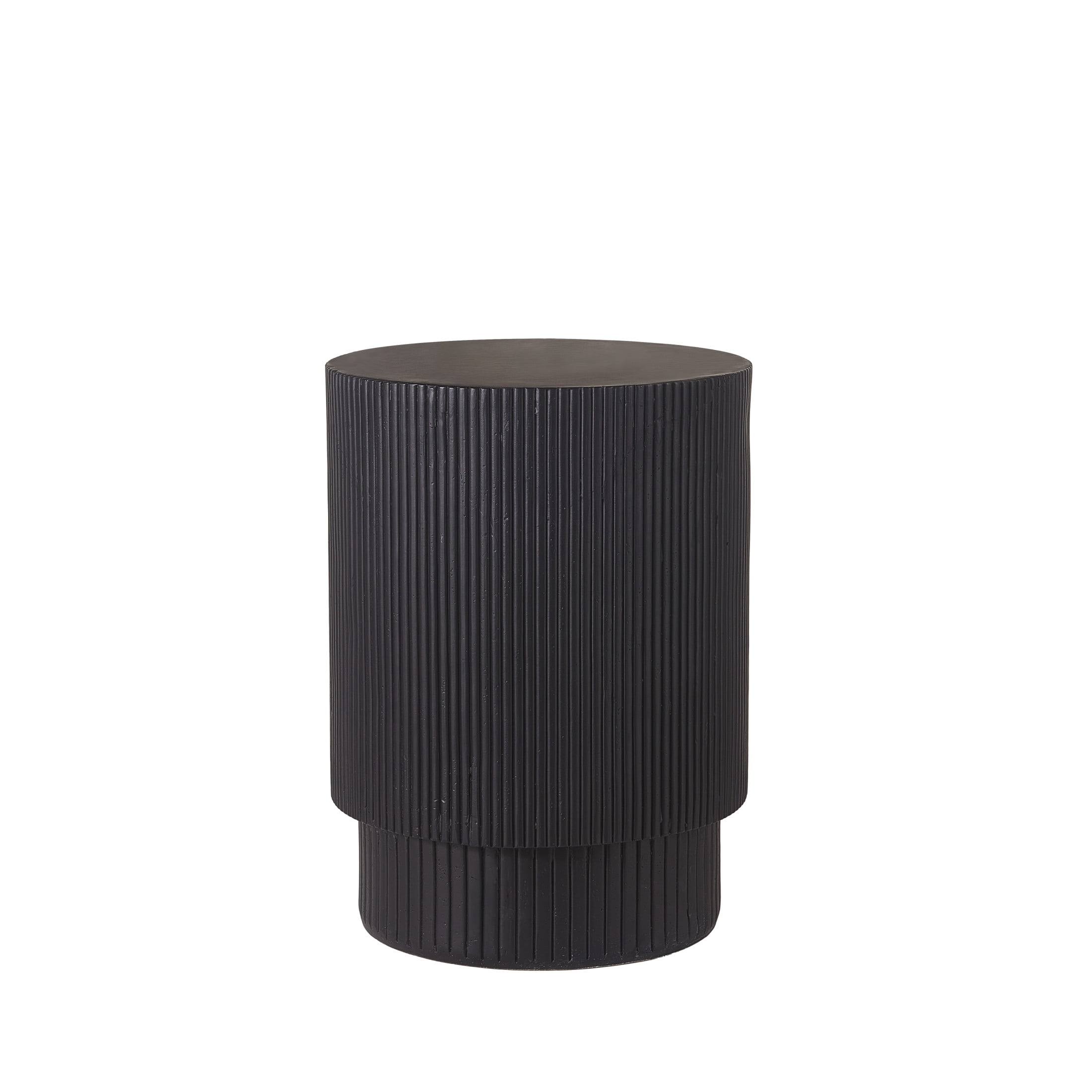 Christopher Knight Home Minimalist Ribbed MGO Side Table, Lightweight Concrete, Indoor/Outdoor, Black