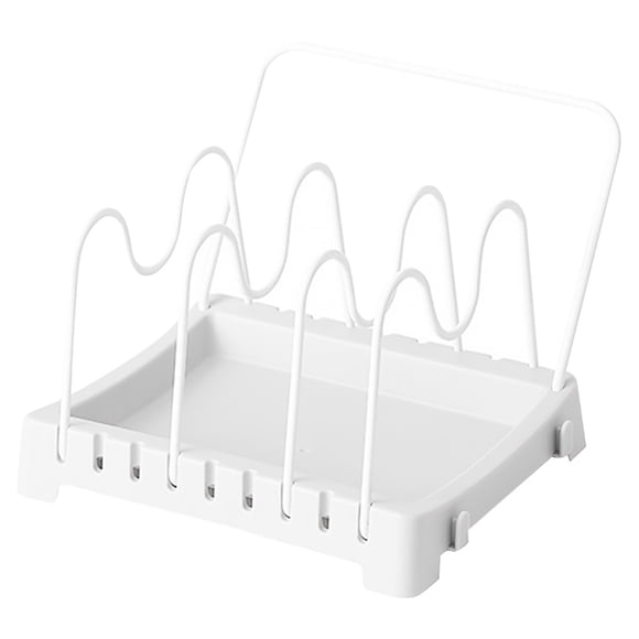 Bewildely Soporte de ranura en U para encimera de cocina, estante de almacenamiento de revistas con tapa de olla ajustable desmontable con toallero Organizadores de utensilios de cocina blanco Bewildely HA000748-02