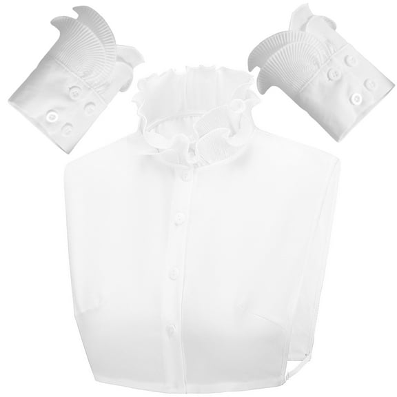 LoudSung Fake Collar Detachable Half Shirt Blouse False Sleeves Wrist Cuffs Set Elegant Ruffle Design for Women Girls