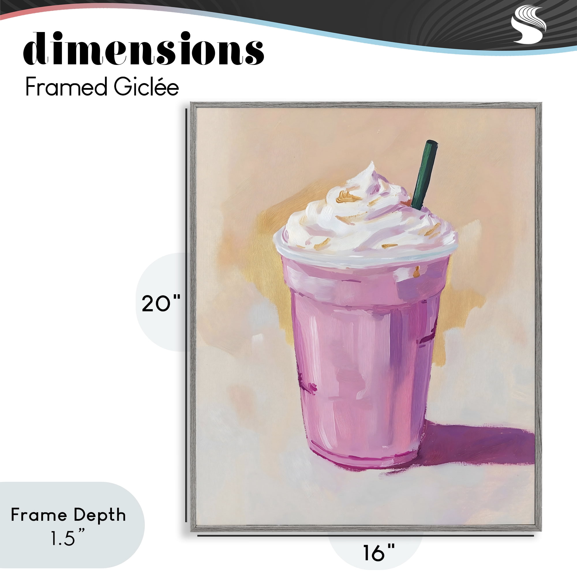 Stupell Industries Pink Strawberry Shake Gray Framed Giclee Art, design by The Prints Vibe