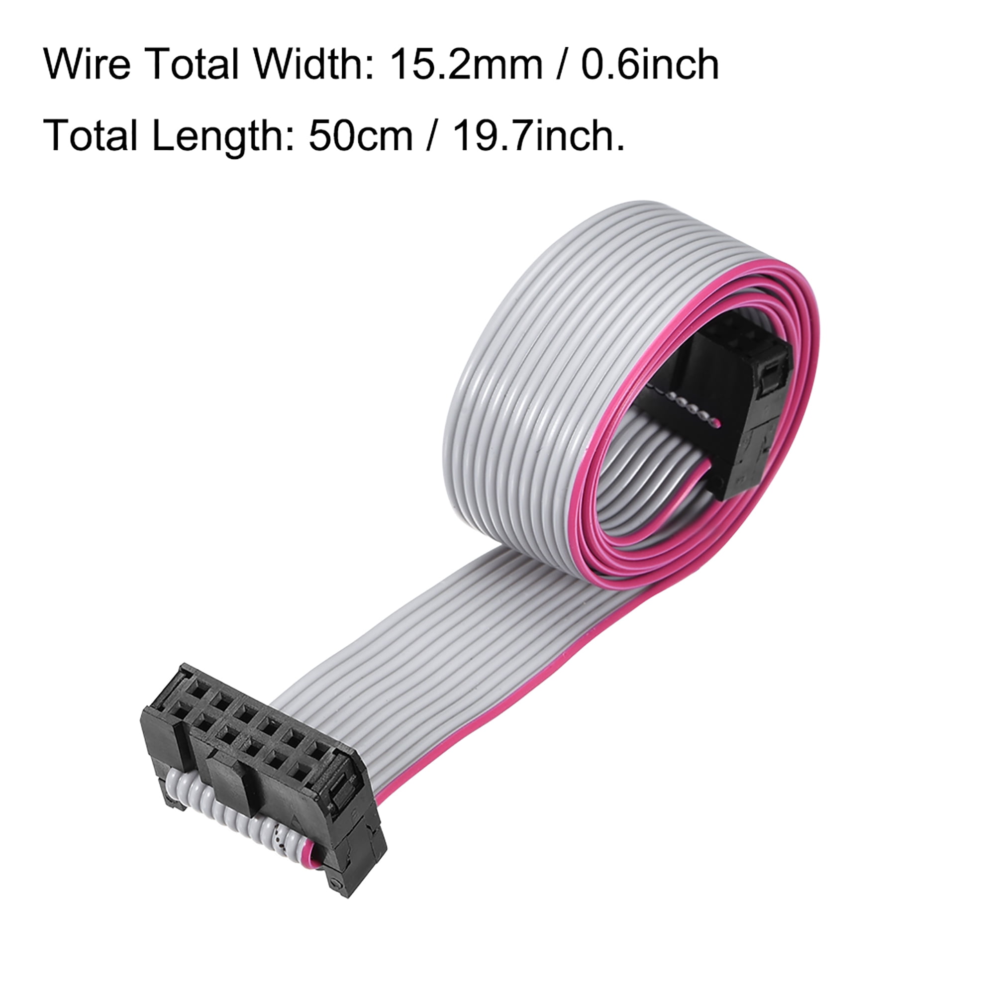 2M 6.6Ft 1.27mm Pitch 40 Pin Wire Gray Flat Ribbon Cable For 2.54mm FC Connector 