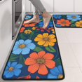 thumbnail image 2 of Kitchen Rugs Sets Of 2,Pioneer Flower Floral Print Pattern Anti Fatigue Kitchen Mat Rugs Non Slip Washable,Decorative Kitchen Floor Mats for Kitchen,Sink,Laundry,17"x47"+17"x47", 2 of 5