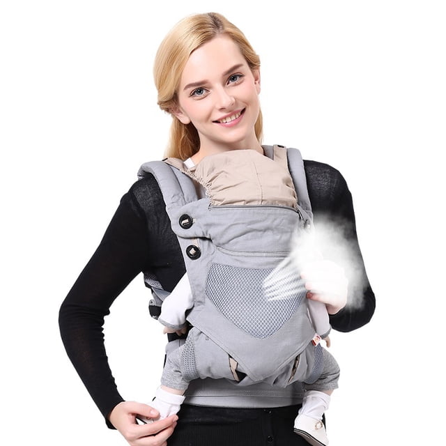 Asiento de cadera para bebé, taburete de cintura para bebé para niño pequeño con correa ajustable, bolsillo con hebilla, almacenamiento interior suave y enorme (gris)