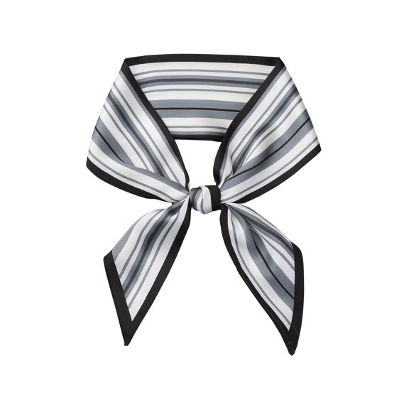 INSPIRE CHIC Women Stripes Contrast Color Skinny Long Scarves Satin Silky Ribbon Hair Band Neckerchief Neck Scarf Black 96x9cm