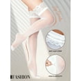 thumbnail image 5 of ValueVibe Thigh High Stockings for Women Lace Top Tights with Silicone Band 2-Pack, White, 5 of 6
