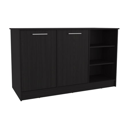 Newboti Furniture Ginger Kitchen Island Three Open Shelves Two Cabinets White / Dark Brown 34023