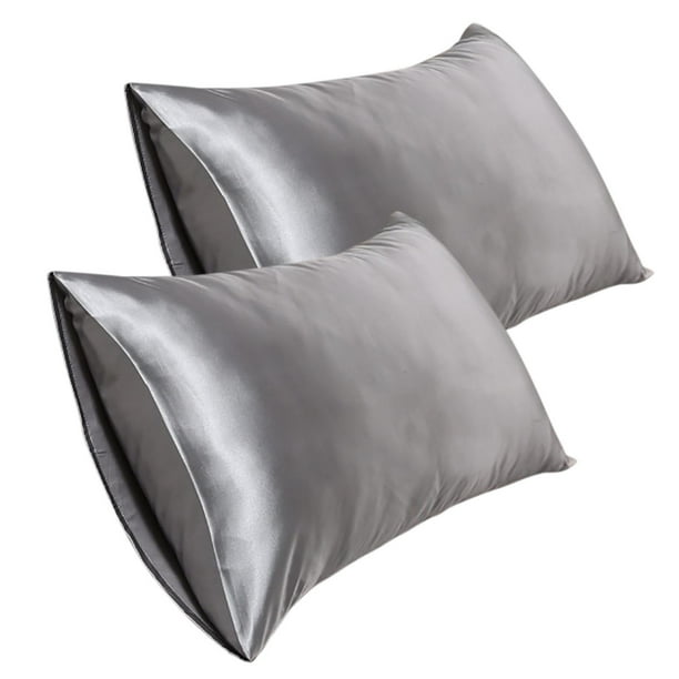 Fiudx Juego de Fundas de Almohada de Seda Sintética, Tacto Satinado Suave, Diseño de Sobre, Transpirable y Agradable para La Piel y El Cabello, Color Blanco, 2 Piezas, Tamaño 50 X 76 Cm.