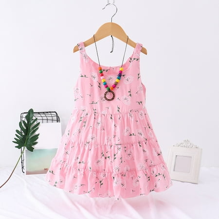 

Toddler Kids Girls Floral Flowers Sleeveless Beach Straps Dress Princess Clothes