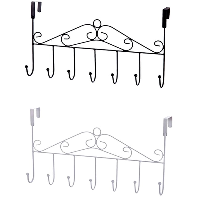 Barra para colgar puerta de cocina, puerta guardarropa vintage guardarropa gancho riel 7 ganchos para bolsa ropa abrigos toallas, percheros desmontables sin taladrar Adepaton MZQ-0167