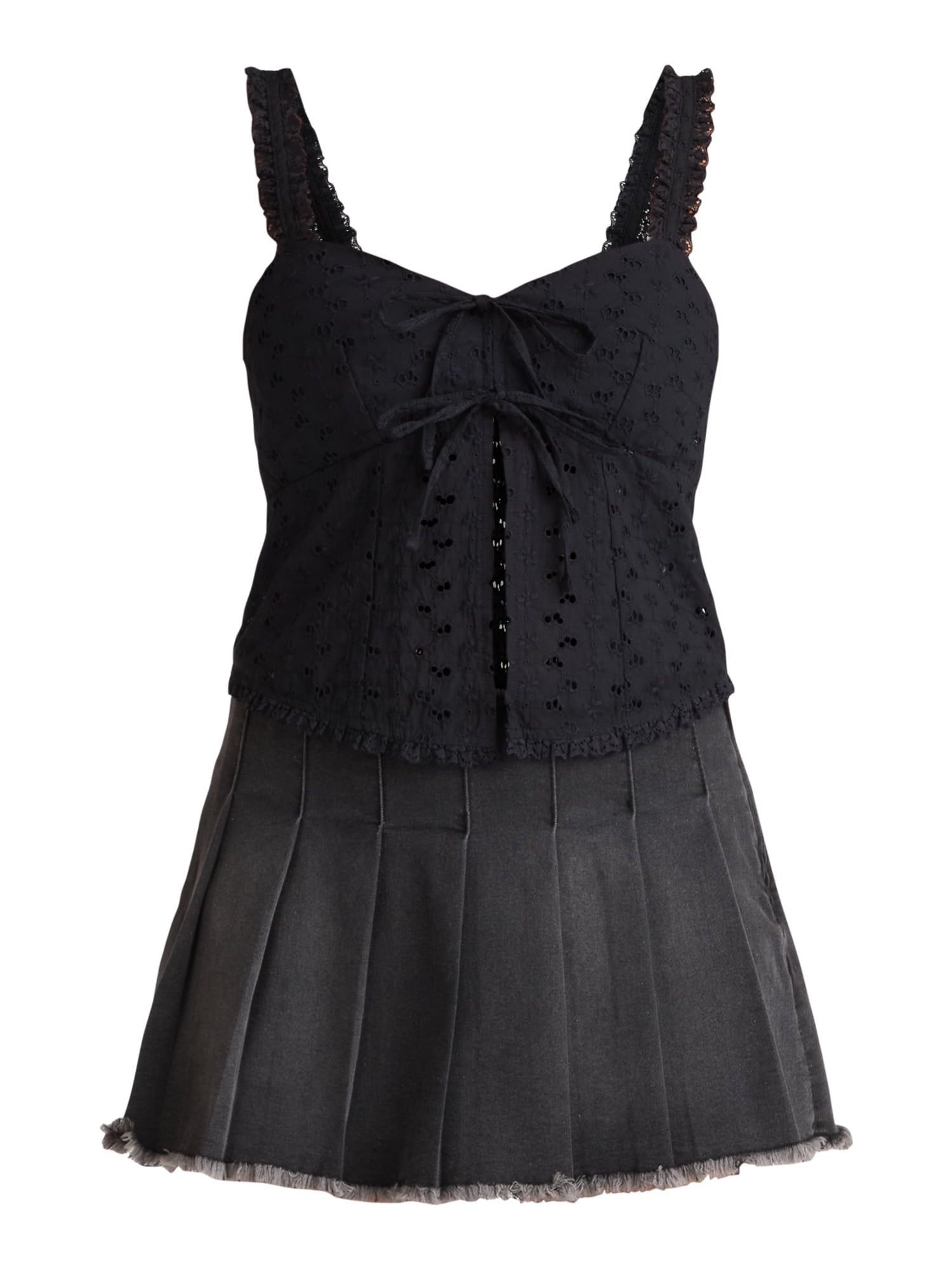 Madden NYC Women's Eyelet Tie Front Bustier Top, Sizes XXS-XXL
