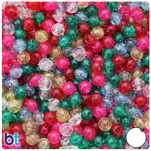 BeadTin Classic Mix Sparkle 6mm Round Plastic Beads (500pcs)