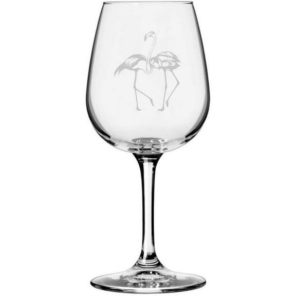 Flamingo Pair Zoo Animal Themed Etched All Purpose 12.75oz Libbey Wine Glass