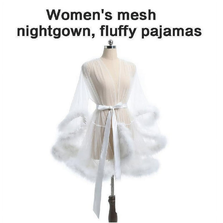 mesh dressing gown Women's Satin Kimono Robe Sexy Nightwear Lace Trim Long Sleeve Dressing Gown Sheer Mesh Patchwork Backless Bathrobe Black, Small at Amazon Women's Clothing store