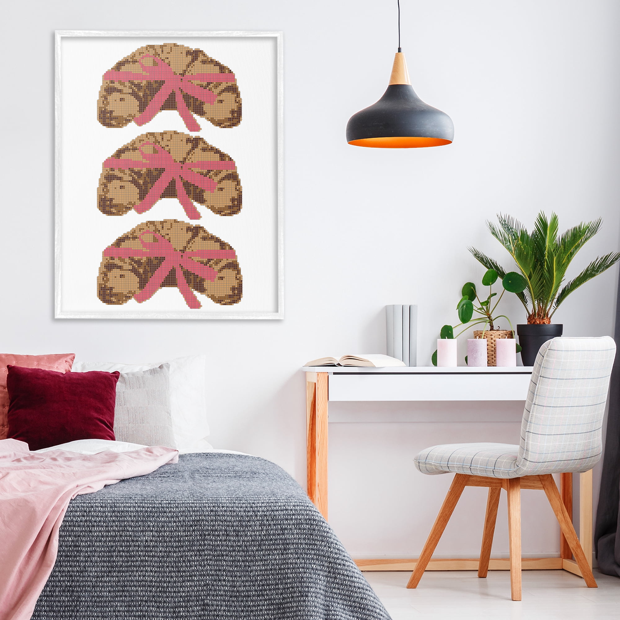 Stupell Industries Trio of Ribbon Croissants White Framed Giclee Art, design by Lil' Rue