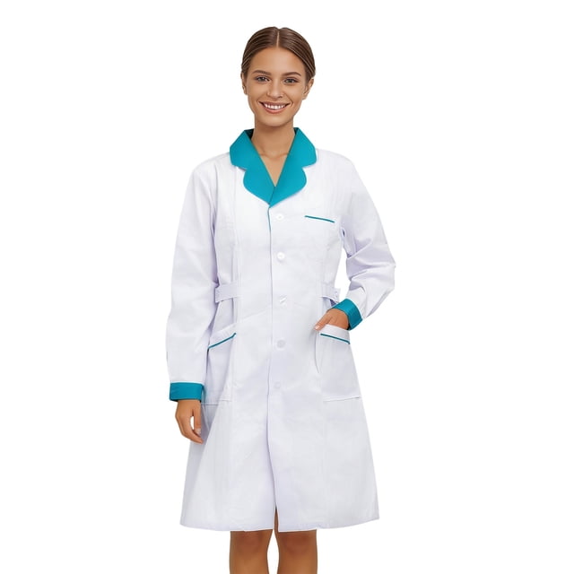 Elegant Attire Lab Coat for Everyday and Use Featuring Notched Collar and Slant Pockets—Timeless Labwear by Styling