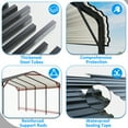 thumbnail image 3 of NETAJE 10'x15' Outdoor Heavy-Duty Metal Carport with Enhanced Base & Galvanized Steel Roof for Car, Boats and Truck, 3 of 7