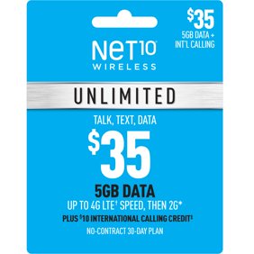 Net10 20 Unlimited 30 Day Plan E Pin Top Up Email Delivery Walmart Com Walmart Com