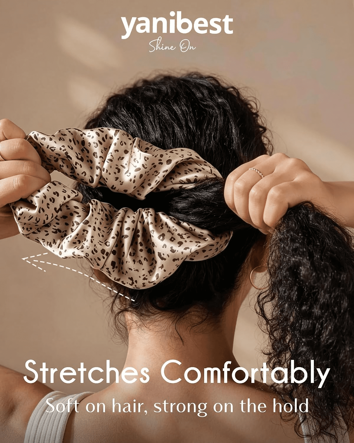 Yanibest Oversized 4 pcs Silk Scrunchies for Women & Girls,Big Satin Hair Scrunchies,Jumbo Damage-Free Hair Ties,Leopard