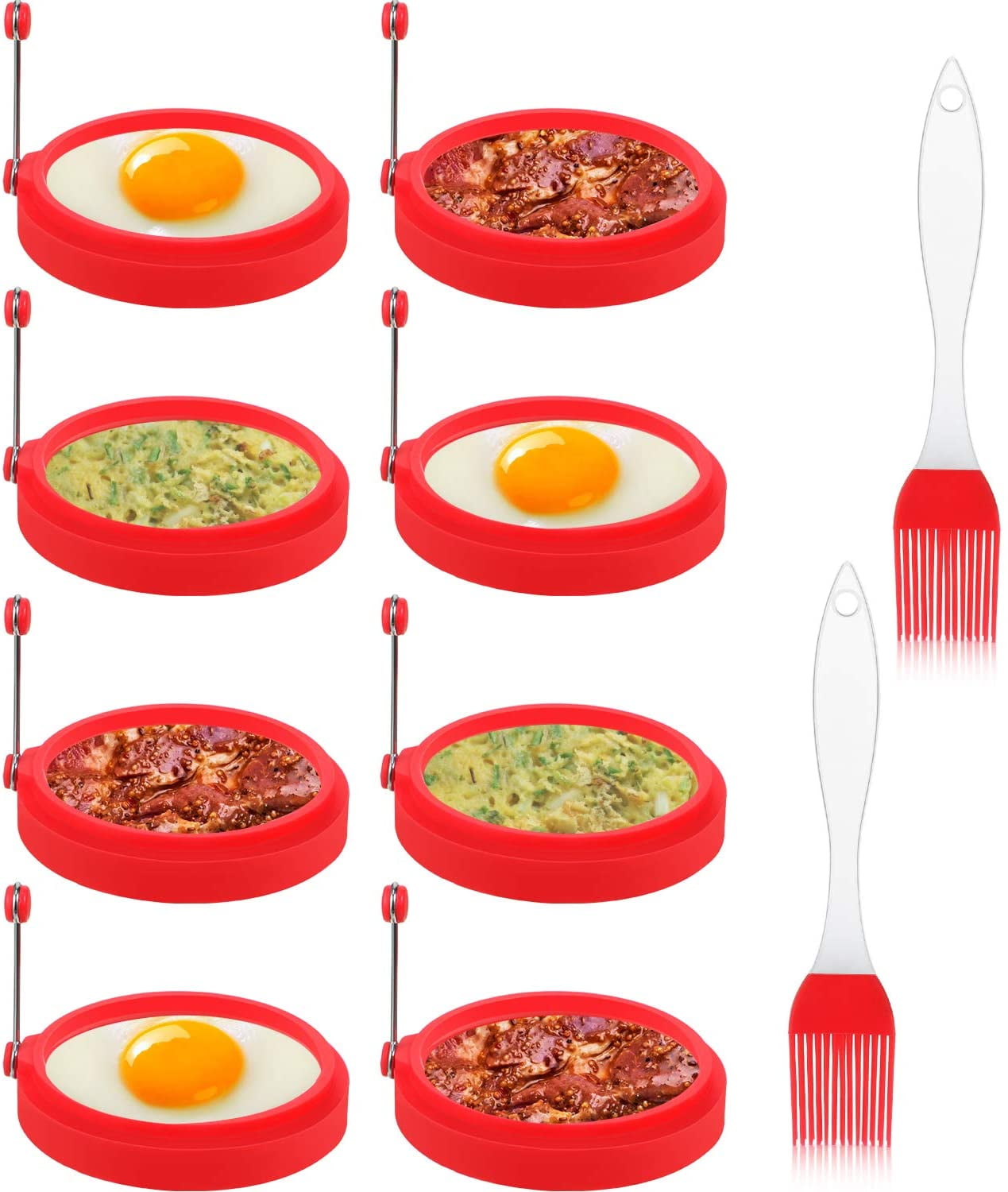 8 Packs Silicone Egg Rings, 4 Inch Food Grade Egg Cooking Rings, Non
