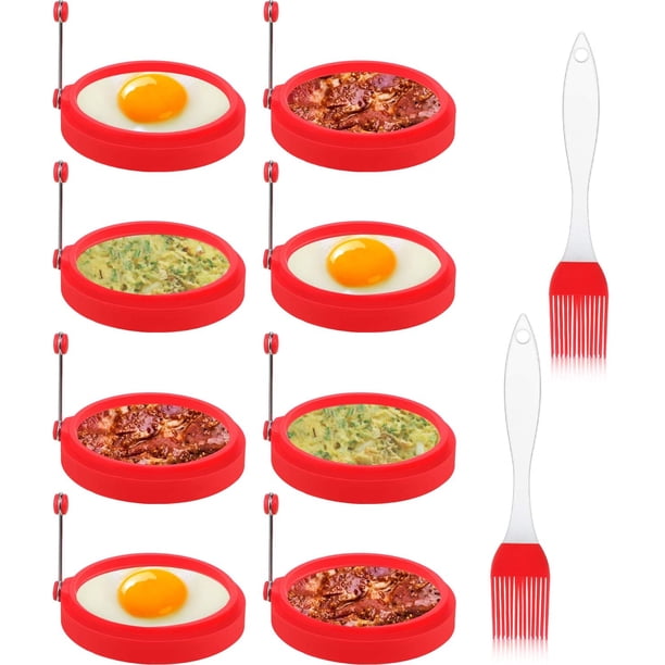 Aro de Huevo de Silicona - Redondo Rojo 8pcs + Dos Cepillos Rojo Xemadio WMZL-383-1
