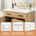 thumbnail image 3 of Noble House 30" Bathroom Vanity with Ceramic Sink, Soft Close Doors & Drawers, Adjustable Shelf, Wood Finish, 3 of 11