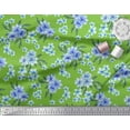 thumbnail image 2 of Soimoi Green Japan Crepe Satin Fabric Leaves & Periwinkle Floral Printed Craft Fabric by the Yard 42 Inch Wide, 2 of 3