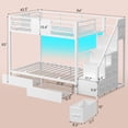 thumbnail image 3 of Plonmago Bunk Bed Twin Over Twin with LED Lights\Storage\Guardrail & Stairs, Twin Bunk Bed with 8 Storage Drawers, Metal Twin Loft Beds,Space Saving, Sturdy Frame,White, 3 of 9