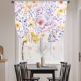 thumbnail image 4 of Spring Floral Tie Up Curtain 63 Inches Long, Colorful Flowers Field Watercolor Rustic Farmhouse Balloon Style Kitchen Window Curtain Over Sink, Small Window Rod Pocket Curtain 52"x63", 4 of 9