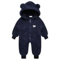 thumbnail image 2 of XFHLMJFF Hooded Jumpsuits Bear Ears Zipper Snowsuit Baby Boys Girls Long Sleeve Winter Warm Coat Coveralls Outfit 12-18 Months, 2 of 8
