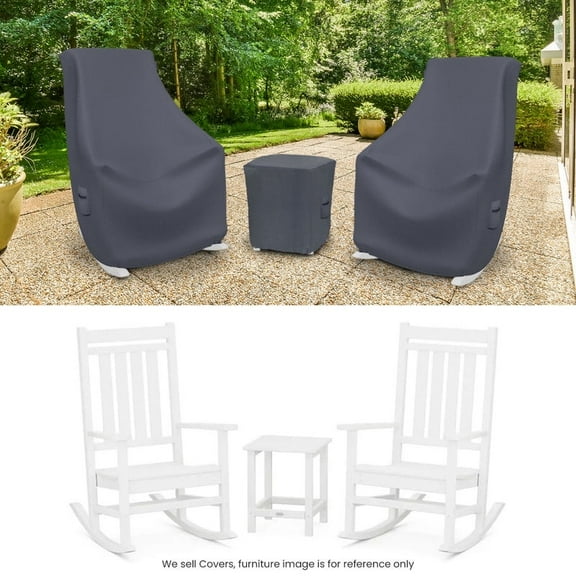 Covers & all 3-Piece Patio Furniture Covers for Rocker Estate Rocking Chair Set, Water-Repellent UV-Resistant Polyester