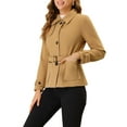 thumbnail image 4 of INSPIRE CHIC Women's Turn-Down Collar Single Breasted Belted Winter Pea Coat Khaki XS, 4 of 5