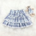 thumbnail image 2 of HWJAD Girls Plaid Ruffle Skirt Toddler Kids High Waist Layered Skirt with Lace Trim & Bow School Uniform Skirt for 1-12Y, 2 of 6