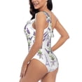 thumbnail image 4 of Gukieu Lavender Flowers Print One-shoulder Ruffled One-piece Swimsuit with Removable Chest Pads and Tummy-control Swimsuit for Women-Medium, 4 of 6