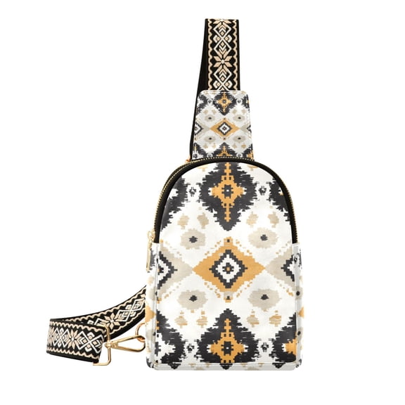FORMRS Womens Crossbody Sling Bag Travel Daypack Shoulder Chest Backpack, White and Black