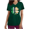 thumbnail image 2 of Uootdi Womens Tops Short Sleeve V Neck St Patrick's Day American Flag Shamrock Print Medical Shifts Casual Scrubs Tops Blouses Gift, 2 of 5