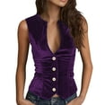 thumbnail image 6 of SDNall Women‘s Velvet Sleeveless Vest, Solid Color Button Front V-Neck Layering Piece for Fall Winter Outfits, 6 of 8