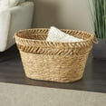 thumbnail image 2 of DecMode 30" x 17" Brown Seagrass Handmade Large Woven Oval Storage Basket with Zig Zag Patterned Rim, 1-Piece, 2 of 9