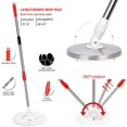 thumbnail image 5 of Mop and Bucket Set, 360° Spin Mop and Bucket with Wringer Set and 3 Microfiber Mop Refills, Stainless Steel 61" Extended Handle Spinning Mop Bucket System for Floor Cleaning, 5 of 7